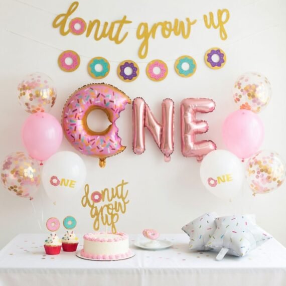 Donut Grow Up 1st Birthday Decorations Set