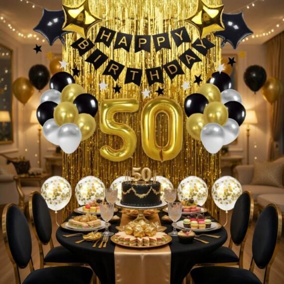 Gold and Black 50th Birthday Decorations