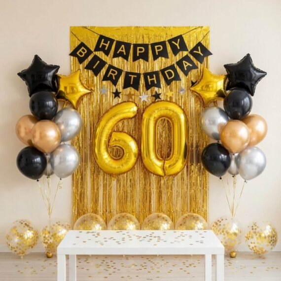Gold and Black 60th Birthday Decoration Kit