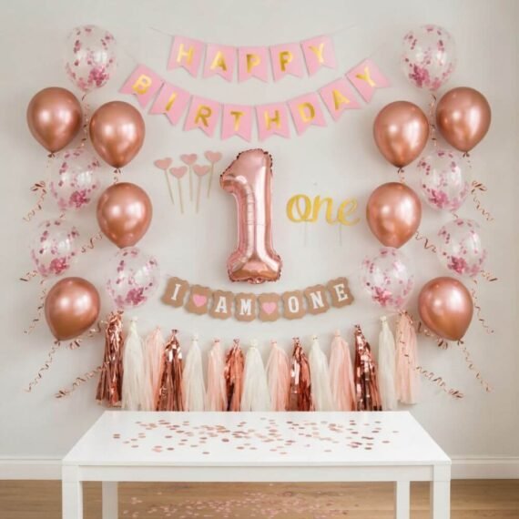 Rose Gold 1st Birthday Decoration Kit