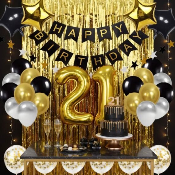 Gold & Black 21st Birthday Decorations
