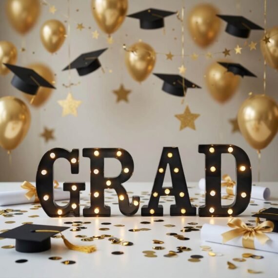 Black Graduation GRAD Light-Up Letters