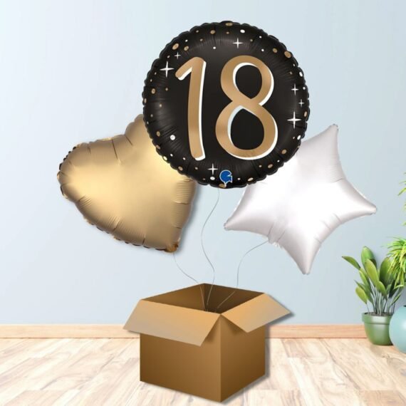 Gold and Black 18th Birthday Balloon Bouquet