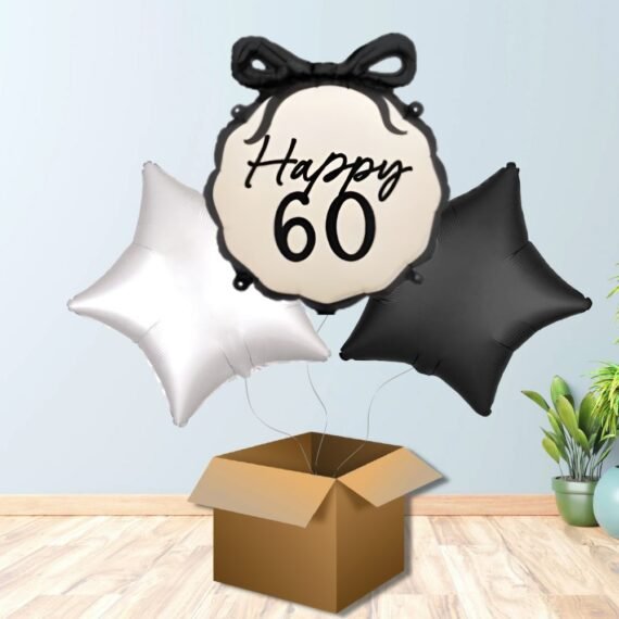 Black & Cream 60th Birthday Balloon Bouquet