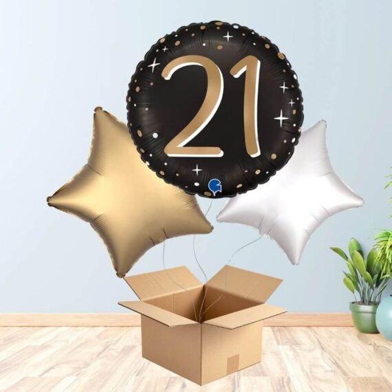Black and Gold 21st Birthday Balloon Bouquet