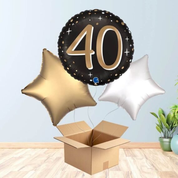 Black and Gold 40th Birthday Balloon Bouquet