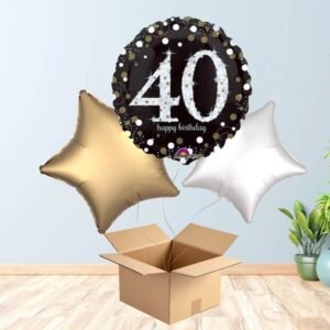 Black and Silver 40th Birthday Balloon Bouquet