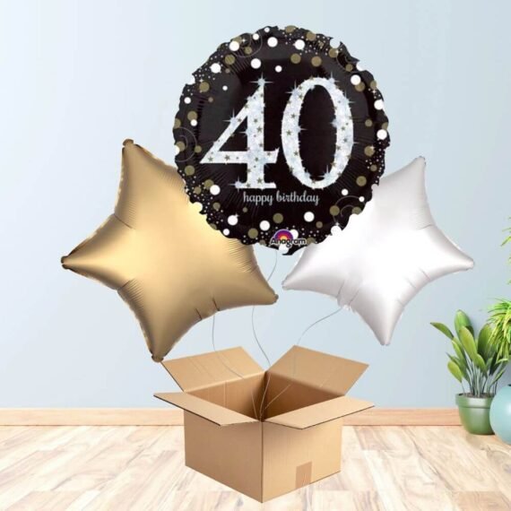 Black and Silver 40th Birthday Balloon Bouquet