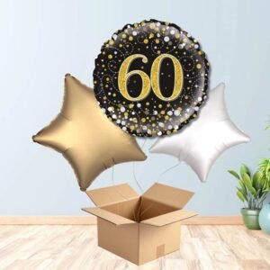 Black and Gold 60th Birthday Balloon Bouquet