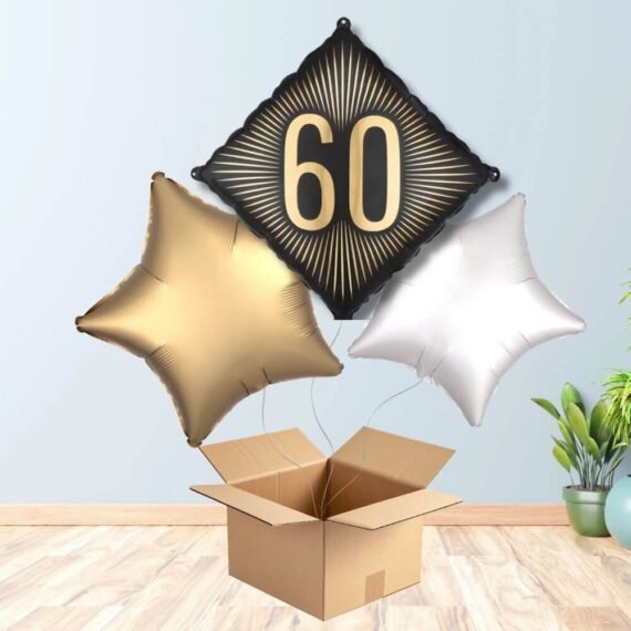 Black and Gold 60th Birthday Balloon Bouquet