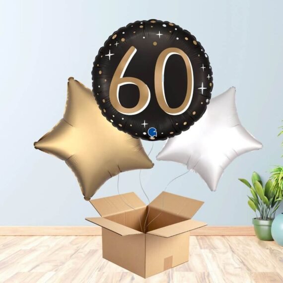 Black and Gold 60th Birthday Balloon Bouquet