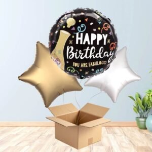 Black and Gold Birthday Balloon Bouquet