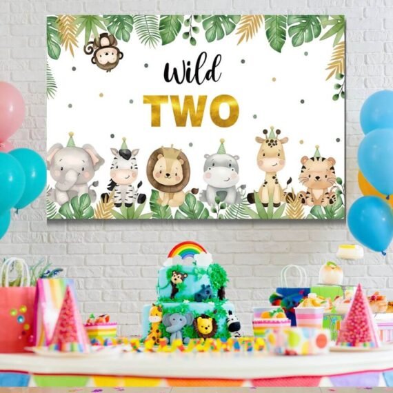 Wild Two Jungle Safari Party Backdrop